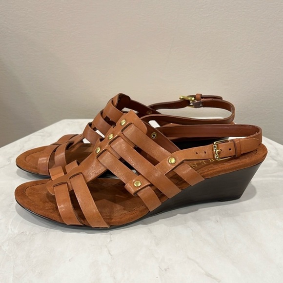 Ralph Lauren Brown Leather Wedges - Picture 1 of 3
